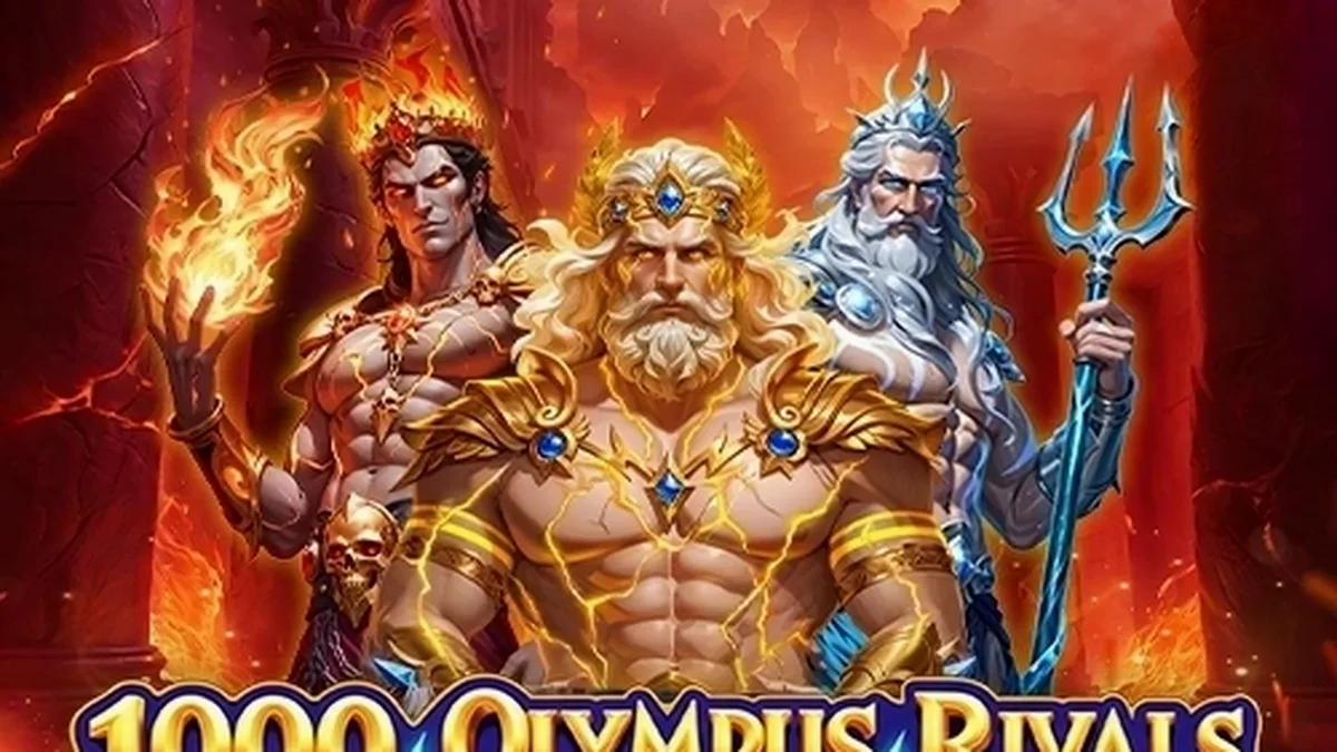 Tampilan visual slot 1000 Olympus Rivals dengan tema mitologi Yunani